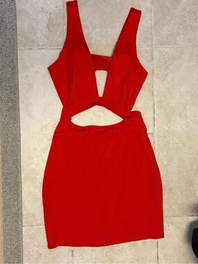 Red Cutout Bodycon Dress - Women